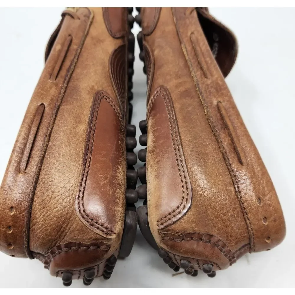 Cable & Co. Vintage Brown Leather Woven Tassels Brazil Slip On Loafers 11 D